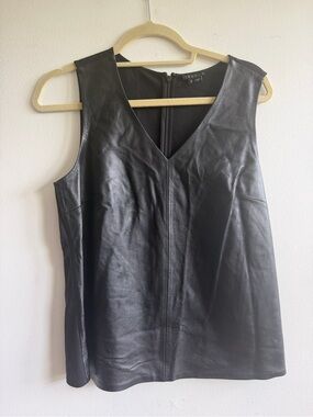 Theory Black Leather Sleeveless Top